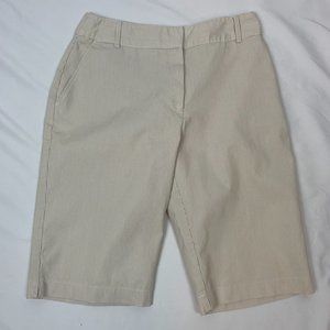 5/$25 Tan White Stripe Bermuda Short Briggs Sz 8